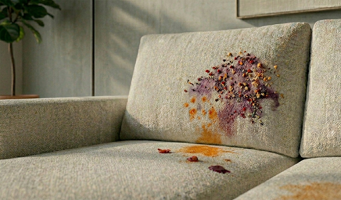Taches tenaces sur canapé en tissu - vin, café, graisse